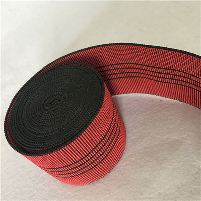 Çin 3 inç kanepe elastik dokuma 70mm genişlik kırmızı siyah çizgilerle% 50 -% 60 uzama Tedarikçi